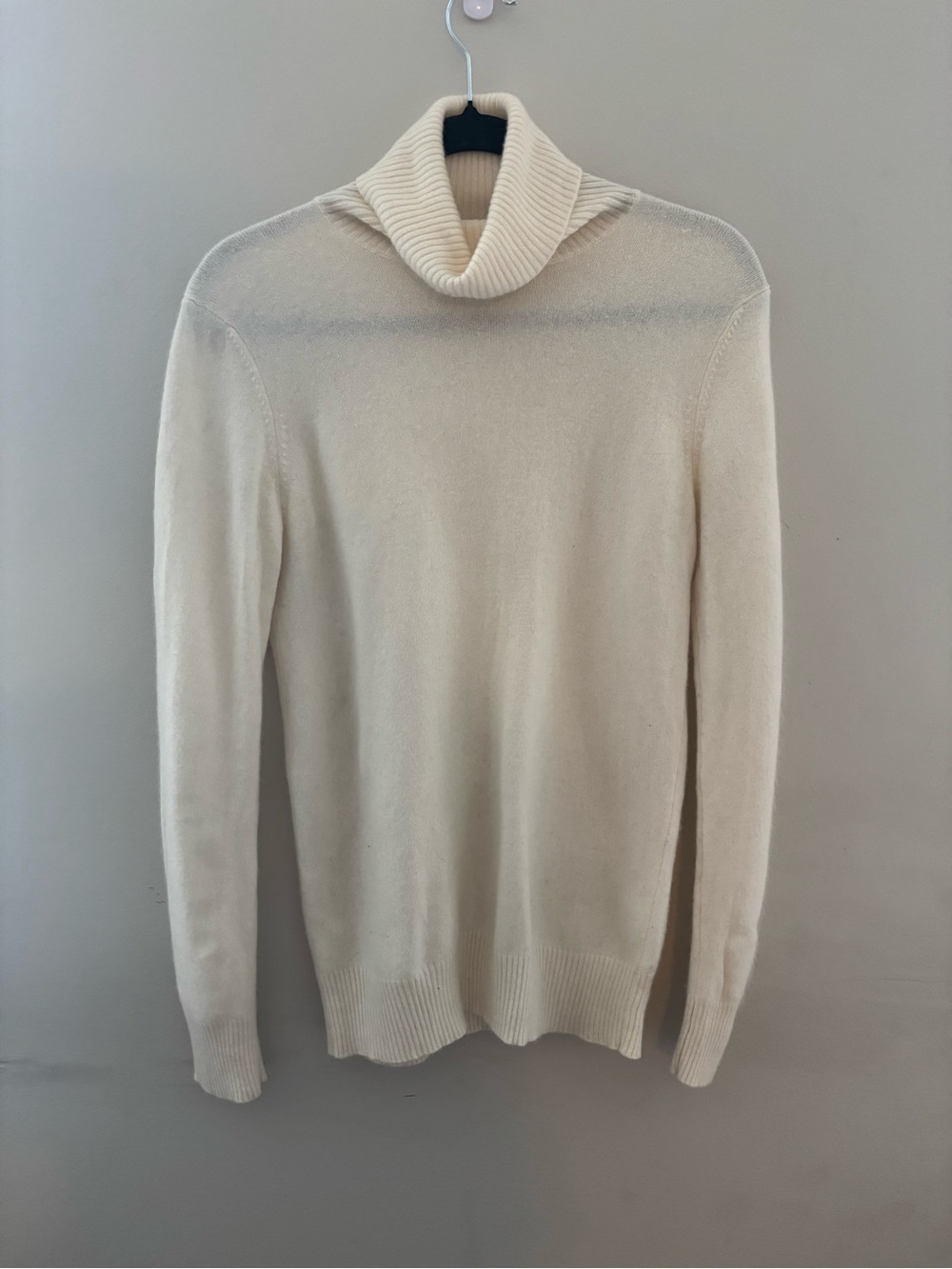 Casy Tiana Women Ivory Pure Cashmere Turtle Neck Sweater Size M